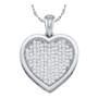 Diamond Heart & Love Symbol Pendant |  10kt White Gold Womens Round Diamond Cluster Small Heart Pendant 1/20 Cttw |  Splendid Jewellery