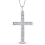 Diamond Cross Pendant |  10kt White Gold Womens Round Diamond Cross Pendant 1/12 Cttw |  Splendid Jewellery