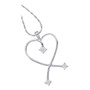 Diamond Heart & Love Symbol Pendant |  10kt White Gold Womens Round Diamond Slender Heart Pendant 1/20 Cttw |  Splendid Jewellery