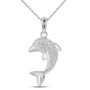 Diamond Animal & Bug Pendant |  10kt White Gold Womens Round Diamond Dolphin Fish Animal Pendant 1/10 Cttw |  Splendid Jewellery