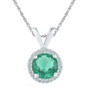 Gemstone Fashion Pendant |  Sterling Silver Womens Round Lab-Created Emerald Solitaire Pendant 7/8 Cttw |  Splendid Jewellery