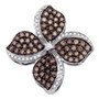 Diamond Fashion Pendant |  10kt White Gold Womens Round Brown Diamond Flower Cluster Pendant 1 Cttw |  Splendid Jewellery