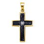 Diamond Cross Pendant |  Yellow-tone Sterling Silver Womens Round Black Color Enhanced Diamond Cross Pendant 1/6 Cttw |  Splendid Jewellery