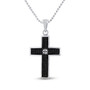 Diamond Cross Pendant |  Sterling Silver Womens Round Black Color Enhanced Diamond Cross Pendant 1/6 Cttw |  Splendid Jewellery