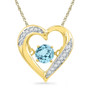 Gemstone Heart & Love Symbol Pendant |  10kt Yellow Gold Womens Round Lab-Created Blue Topaz Moving Twinkle Heart Pendant 3/8 Cttw |  Splendid Jewellery