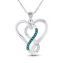 Diamond Heart & Love Symbol Pendant |  Sterling Silver Womens Round Blue Color Enhanced Diamond Heart Infinity Pendant 1/10 Cttw |  Splendid Jewellery