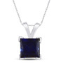 Gemstone Solitaire Pendant |  Sterling Silver Womens Princess Lab-Created Blue Sapphire Solitaire Pendant 1-1/3 Cttw |  Splendid Jewellery