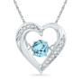 Gemstone Heart & Love Symbol Pendant |  Sterling Silver Womens Round Lab-Created Blue Topaz Heart Pendant 1/3 Cttw |  Splendid Jewellery