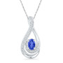 Gemstone Fashion Pendant |  Sterling Silver Womens Oval Lab-Created Blue Sapphire Solitaire Teardrop Pendant 1/2 Cttw |  Splendid Jewellery