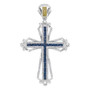 Men's Diamond Charm Pendant |  10kt White Gold Mens Round Blue Color Enhanced Diamond Cross Charm Pendant 1-1/5 Cttw |  Splendid Jewellery