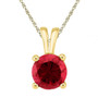 Gemstone Fashion Pendant |  10kt Yellow Gold Womens Round Lab-Created Ruby Solitaire Pendant 1-1/3 Cttw |  Splendid Jewellery