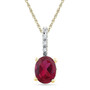 Gemstone Fashion Pendant |  10kt Yellow Gold Womens Oval Lab-Created Ruby Solitaire Diamond Pendant 1 Cttw |  Splendid Jewellery