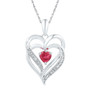 Gemstone Heart & Love Symbol Pendant |  Sterling Silver Womens Round Lab-Created Ruby & Diamond Heart Pendant .01 Cttw |  Splendid Jewellery