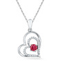 Gemstone Heart & Love Symbol Pendant |  Sterling Silver Womens Round Lab-Created Ruby Double Heart Pendant 1/2 Cttw |  Splendid Jewellery