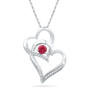 Gemstone Heart & Love Symbol Pendant |  Sterling Silver Womens Round Lab-Created Ruby Double Heart Pendant 1/3 Cttw |  Splendid Jewellery