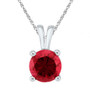 Gemstone Fashion Pendant |  10kt White Gold Womens Round Lab-Created Ruby Solitaire Pendant 1-1/3 Cttw |  Splendid Jewellery