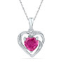 Gemstone Heart & Love Symbol Pendant |  10kt White Gold Womens Round Lab-Created Pink Sapphire Heart Pendant 1 Cttw |  Splendid Jewellery
