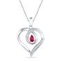 Gemstone Heart & Love Symbol Pendant |  10kt White Gold Womens Pear Lab-Created Ruby Diamond Heart Pendant 1/20 Cttw |  Splendid Jewellery