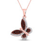 Diamond Animal & Bug Pendant |  10kt Rose Gold Womens Round Red Color Enhanced Diamond Butterfly Bug Pendant 1/5 Cttw |  Splendid Jewellery