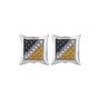 Men's Diamond Earrings |  Sterling Silver Mens Round Blue Color Enhanced Diamond Square Earrings 1/6 Cttw |  Splendid Jewellery