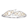 Bracelets |  10kt Two-tone Gold Womens Round Diamond Curl Bangle Bracelet 1-5/8 Cttw |  Splendid Jewellery
