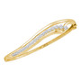 Bracelets |  14kt Yellow Gold Womens Round Diamond Graduated Journey Bangle Bracelet 1 Cttw |  Splendid Jewellery