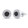 Earrings |  Sterling Silver Womens Round Black Color Enhanced Diamond Cluster Earrings 1/4 Cttw |  Splendid Jewellery