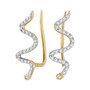 Earrings |  10kt Yellow Gold Womens Round Diamond Snake Climber Earrings 1/6 Cttw |  Splendid Jewellery