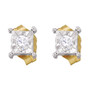 Earrings |  10kt Yellow Gold Womens Round Diamond Solitaire Earrings 1/8 Cttw |  Splendid Jewellery