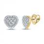 Earrings |  Yellow-tone Sterling Silver Womens Round Diamond Heart Cluster Stud Earrings 1/20 Cttw |  Splendid Jewellery