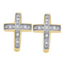 Earrings |  Yellow-tone Sterling Silver Womens Round Diamond Cross Huggie Hoop Earrings 1/20 Cttw |  Splendid Jewellery