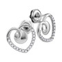 Earrings |  10kt White Gold Womens Round Diamond Heart Earrings 1/4 Cttw |  Splendid Jewellery