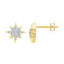 Earrings |  10kt Yellow Gold Womens Round Diamond Starburst Earrings 1/10 Cttw |  Splendid Jewellery