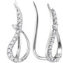 Earrings |  10kt White Gold Womens Round Diamond Climber Earrings 1/5 Cttw |  Splendid Jewellery