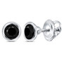 Earrings |  Sterling Silver Womens Round Black Color Enhanced Diamond Solitaire Earrings 1 Cttw |  Splendid Jewellery