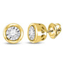 Earrings |  10kt Yellow Gold Womens Round Diamond Miracle Solitaire Earrings 1/10 Cttw |  Splendid Jewellery