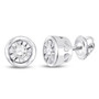 Earrings |  10kt White Gold Womens Round Diamond Solitaire Stud Earrings 1/10 Cttw |  Splendid Jewellery