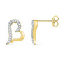 Earrings |  10kt Yellow Gold Womens Round Diamond Heart Earrings 1/10 Cttw |  Splendid Jewellery