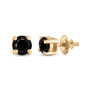 Earrings |  10kt Yellow Gold Womens Round Black Color Enhanced Diamond Solitaire Earrings 3/4 Cttw |  Splendid Jewellery