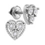 Earrings |  Sterling Silver Womens Round Diamond Heart Earrings 1/20 Cttw |  Splendid Jewellery