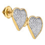 Earrings |  Yellow-tone Sterling Silver Womens Round Diamond Heart Earrings 1/6 Cttw |  Splendid Jewellery