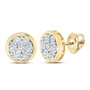 Earrings |  Yellow-tone Sterling Silver Womens Round Diamond Cluster Stud Earrings 1/10 Cttw |  Splendid Jewellery