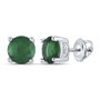 Earrings |  Sterling Silver Womens Round Lab-Created Emerald Solitaire Stud Earrings 2 Cttw |  Splendid Jewellery