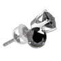 Earrings |  Sterling Silver Unisex Round Black Color Enhanced Diamond Solitaire Earrings 1/6 Cttw |  Splendid Jewellery