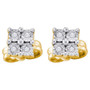 Earrings |  Yellow-tone Sterling Silver Womens Round Diamond Cluster Earrings 1/20 Cttw |  Splendid Jewellery