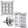 Earrings |  10kt White Gold Womens Round Diamond Square Cluster Stud Earrings 1/2 Cttw |  Splendid Jewellery