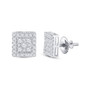 Earrings |  10kt White Gold Womens Round Diamond Square Cluster Stud Earrings 1/2 Cttw |  Splendid Jewellery