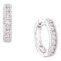 Earrings |  14kt White Gold Womens Round Diamond Milgrain Hoop Earrings 1/4 Cttw |  Splendid Jewellery