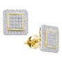 Earrings |  10kt Yellow Gold Womens Round Diamond Cluster Square Stud Earrings 1/3 Cttw |  Splendid Jewellery