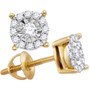 Earrings |  10kt Yellow Gold Womens Round Diamond Solitaire Cluster Stud Earrings 1/4 Cttw |  Splendid Jewellery